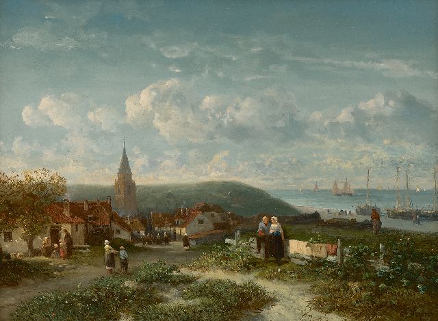 Salomon Verveer | Panoramic view of the fishing village of Scheveningen and the beach, oil on panel, 24.1 x 33.7 cm, signed l.r. and dated '64