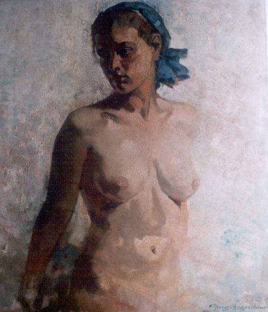 Hogerwaard G.  | A seated nude, oil on canvas 80.4 x 69.8 cm, signed l.r. and dated 1935