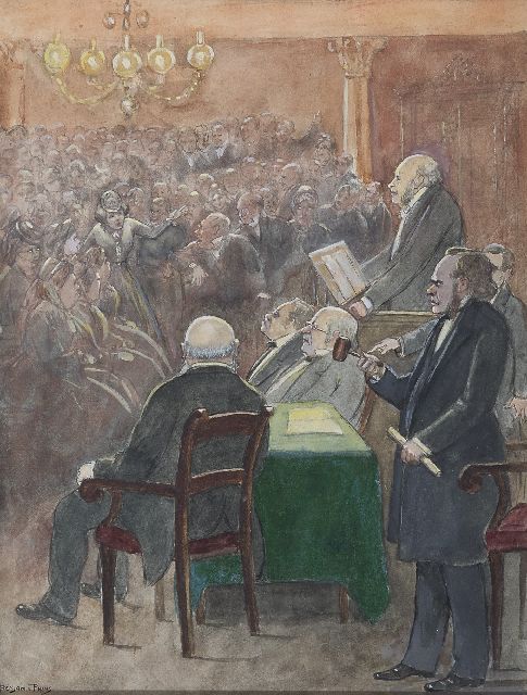 Benjamin Prins | The interruption, watercolour on paper, 29.5 x 21.4 cm, signed l.l