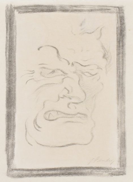 Jacob Bendien | Angry face, drawing on paper, 17.0 x 12.0 cm