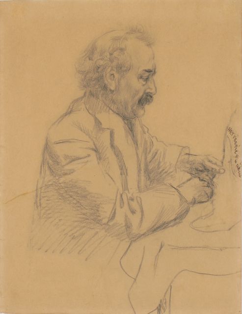 Jacob Bendien | Portrait of grandpa Bendien, drawing on paper, 33.0 x 25.5 cm