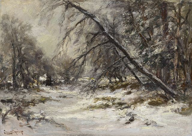 Louis Apol | A forest path in winter, oil on canvas, 50.1 x 70.3 cm, signed l.l.