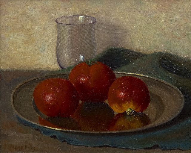 Henk Bos | Tomatoes, oil on canvas, 24.2 x 29.9 cm, signed l.l.
