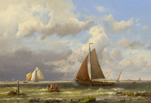 Hermanus Koekkoek | Ships on a choppy sea, oil on canvas, 33.2 x 48.2 cm, signed l.r. and dated '62