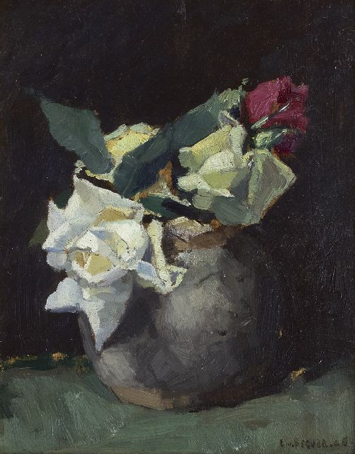 'Emanuël' Samson van Beever | Roses, oil on panel, 24.0 x 18.7 cm, signed l.r.