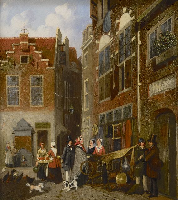 Joseph Bles | At the antique shop, oil on panel, 27.8 x 25.0 cm, signed l.l.