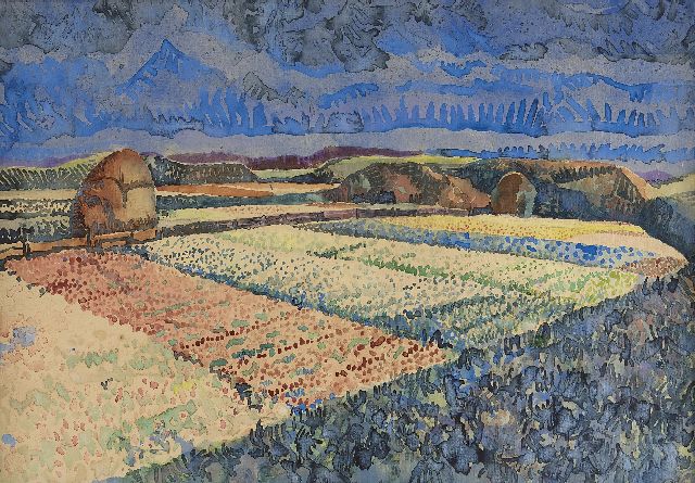 Herman Bieling | Bulb fields, watercolour on paper, 47.8 x 68.0 cm, signed l.r. and dated '26