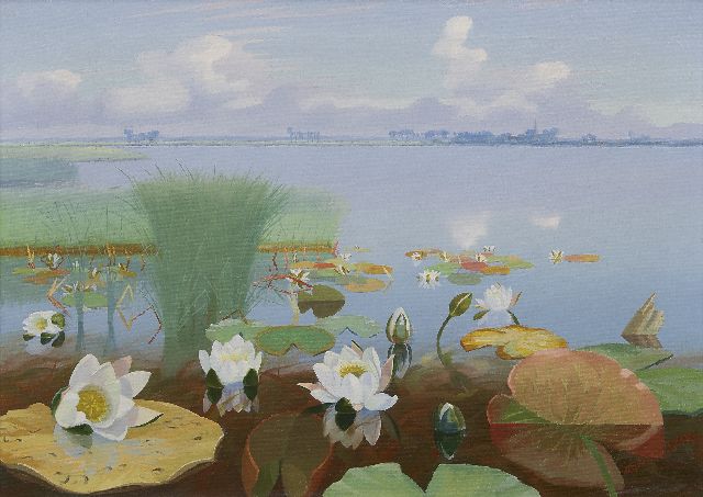 Dirk Smorenberg | Water lilies in the Loosdrechtse Plassen, oil on canvas, 50.8 x 70.3 cm, signed l.r.