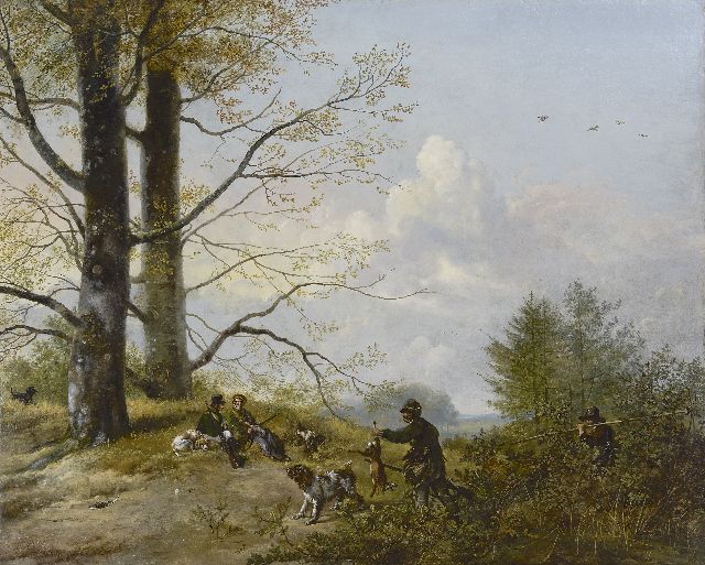 Os P.G. van | After the hunt, oil on canvas 79.9 x 98.5 cm, signed l.l. and dated 1818