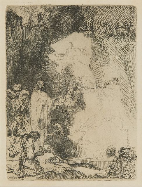 Rembrandt | The raising of Lazarus, etching, 15.0 x 11.4 cm, signed l.l. in the plate and dated in the plate 1642