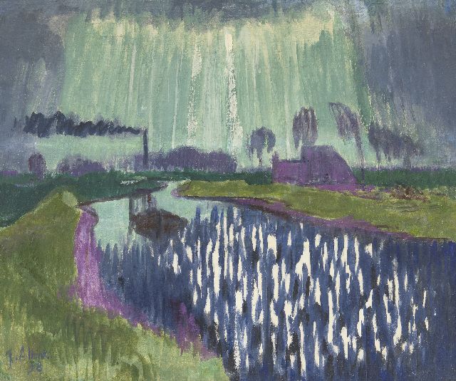 Jan Altink | 'Zonneflikkering', wax paint on canvas, 60.3 x 70.3 cm, signed l.l. and dated '28
