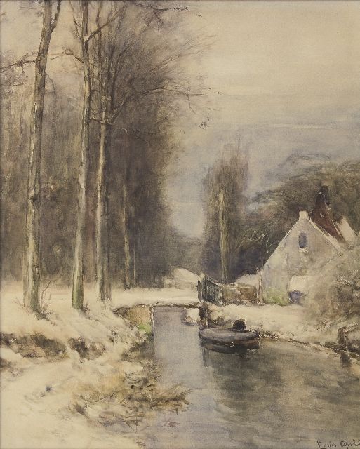 Apol L.F.H.  | Winter scene with house along a canal, gouache on paper 58.0 x 47.0 cm, signed l.r.