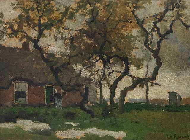 Arnold Koning | Farmyard, oil on panel, 31.4 x 41.7 cm, signed l.r.