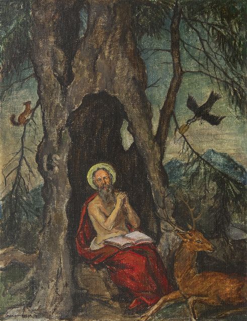 Max Rimböck | Saint Eliah, oil on canvas, 53.1 x 41.1 cm, signed l.l. and dated '34