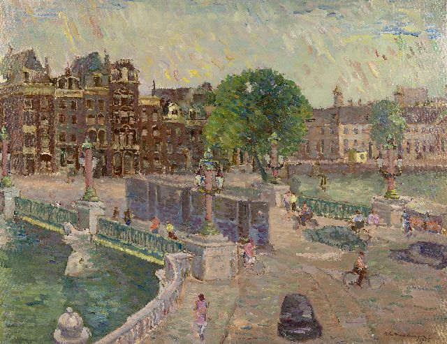 Elie Neuburger | The Blauwbrug, Amsterdam, oil on canvas, 47.8 x 60.8 cm, signed l.r. and dated 1955