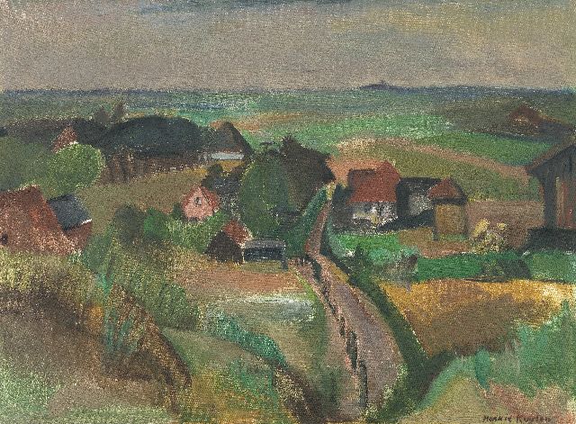 Harrie Kuijten | Groet, a view from the dunes, with the house of the painter, oil on canvas, 47.3 x 63.2 cm, signed l.r. and painted ca. 1949