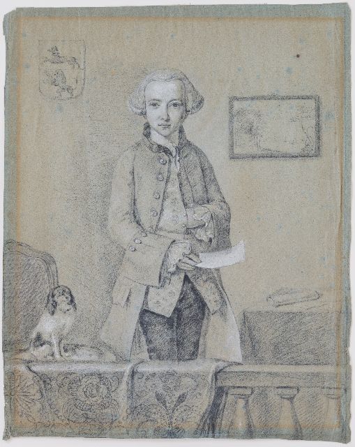 Jelgerhuis R.  | A Dutch patriot with a pamphlet, chalk on paper 38.2 x 31.0 cm, signed m.r. on holder (unreadable)