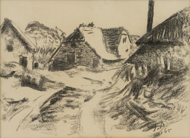 Jan Altink | Farms, charcoal on paper, 36.7 x 48.8 cm, signed l.r. with initials and dated '65