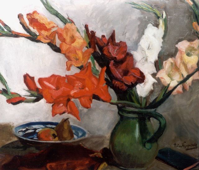 Piet van Wijngaerdt | Sword lilies, oil on canvas, 70.0 x 80.0 cm, signed l.r.