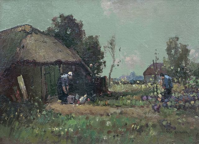 Aris Knikker | Farmyard, oil on canvas, 26.2 x 35.4 cm, signed l.r.