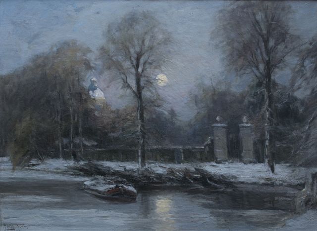 Apol L.F.H.  | The gate of Huis ten Bosch, The Hague, in winter, oil on canvas 55.3 x 76.3 cm, signed l.l.