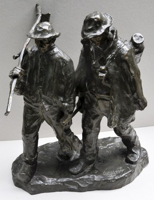 Wijk C.H.M. van | Homewards, bronze 56.0 x 50.0 cm, signed on the base and dated on the base 1900