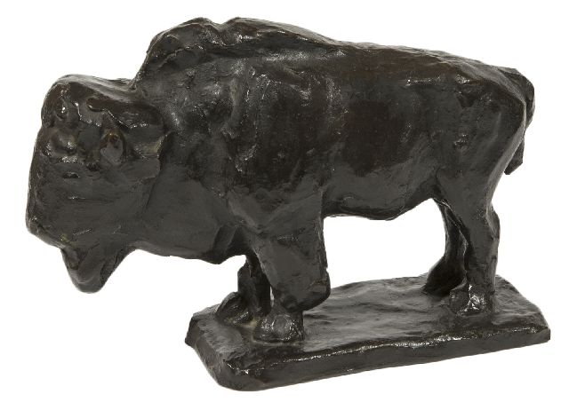 Zijl L.  | A bison, bronze 17.5 x 25.0 cm, executed in 1914