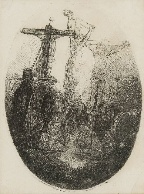 Rembrandt (Rembrandt Harmensz. van Rijn)   | Christ crucified between the two thieves, etching 13.3 x 10.4 cm