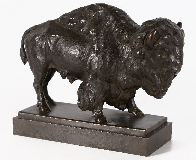 Europese School, begin 20e eeuw   | Bison, bronze 19.0 x 25.0 cm, signed on the base  'I. Vonka' and dated 1913