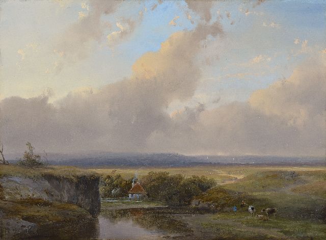 Andreas Schelfhout | A river valley, oil on panel, 23.3 x 31.5 cm, signed l.l.