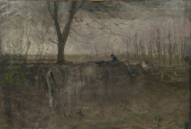 Anton Mauve | Milking yard near The Hague, oil on canvas, 116.4 x 172.8 cm, signed l.r.