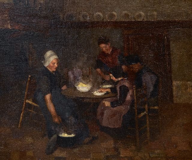 Eduard Frankfort | Mealtime, oil on canvas, 49.2 x 59.1 cm, signed l.r.