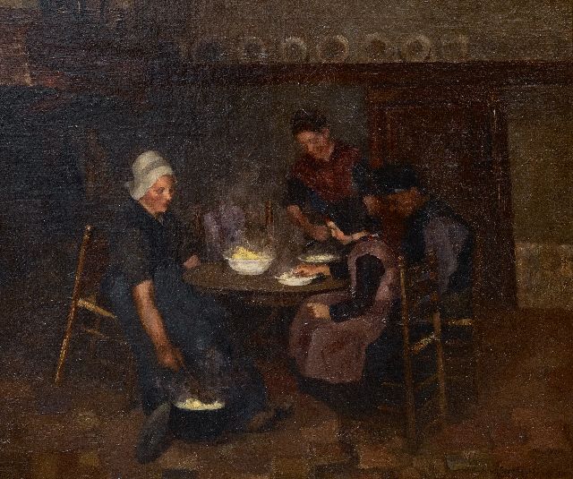 Eduard Frankfort | Mealtime, oil on canvas, 49.2 x 59.1 cm, signed l.r.