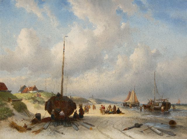 Charles Leickert | Fishing folk on the beach, oil on canvas, 77.8 x 103.5 cm