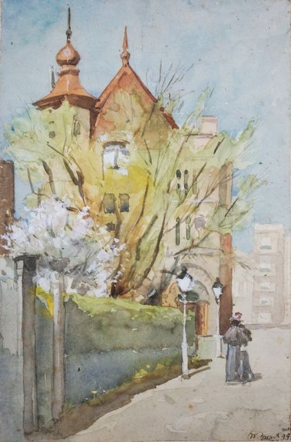 Zwart W.D.  | Lady walking in sunny The Hague, watercolour on paper 22.8 x 15.1 cm, signed l.r. and dated May '99