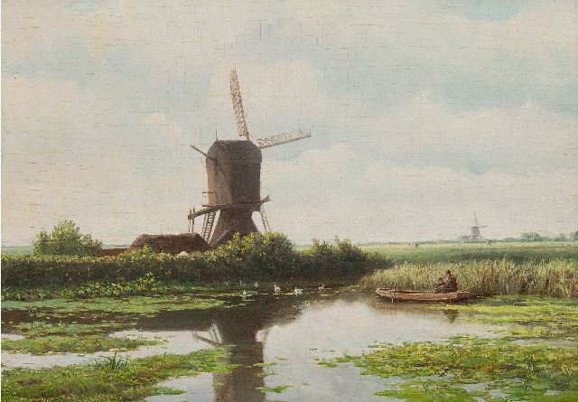 Paul Joseph Constantin Gabriel | Windmill in a Dutch polder landscape, oil on panel, 41.6 x 57.1 cm, signed l.l. and ca. 1866