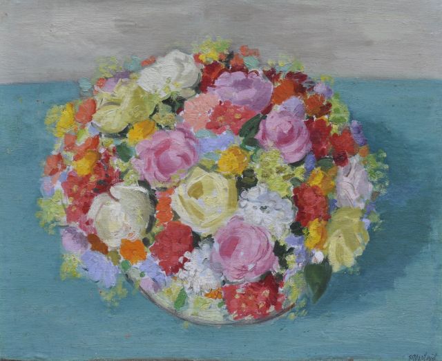 Martinez R.  | Flowers, oil on canvas laid down on board 48.9 x 60.5 cm, signed l.r.