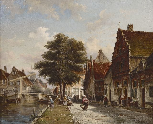 Adrianus Eversen | A view of the Burgwal, Haarlem, oil on canvas, 47.4 x 57.5 cm, signed l.r.