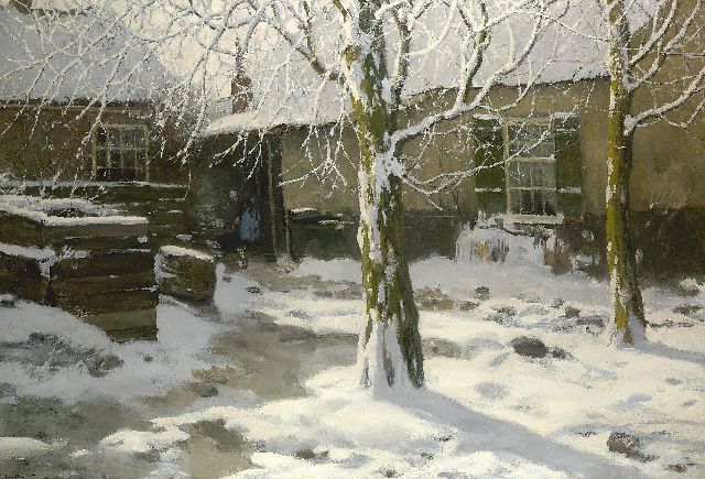 Soest L.W. van | Farm in the snow, oil on canvas 105.4 x 151.0 cm, signed l.l. and painted ca. 1914