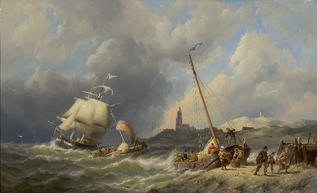 Pieter Cornelis  Dommershuijzen | A view on the coast of Walcheren, oil on panel, 50.3 x 81.6 cm, signed l.l. and dated 1886