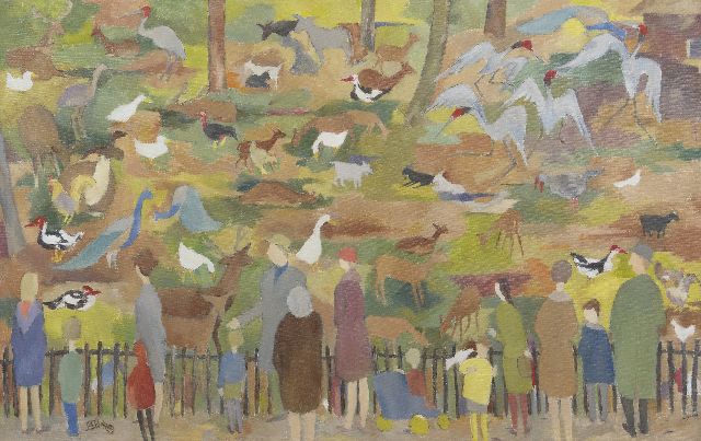 Vries J.S. de | At the deer-park, oil on canvas 50.0 x 80.1 cm, signed l.l. with monogram and painted early 1960's