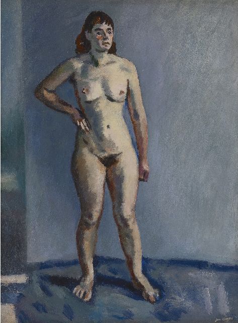 Wiegers J.  | Standing nude, oil on canvas 61.3 x 46.3 cm, signed l.r. and painted in the 1940s