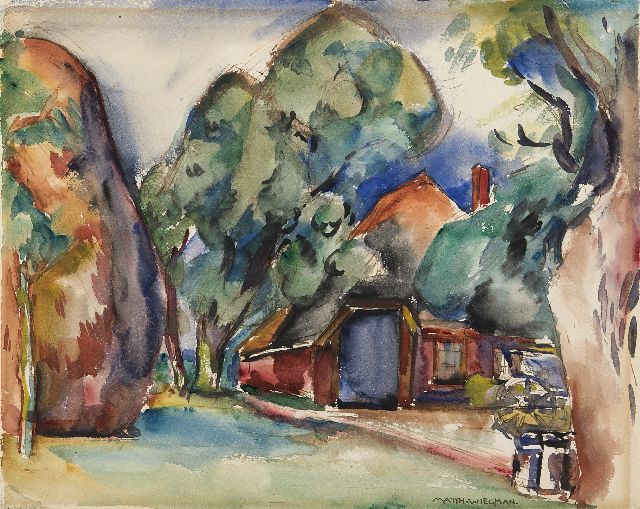 Matthieu Wiegman | A farmhouse, watercolour on paper, 24.0 x 30.0 cm, signed l.r.