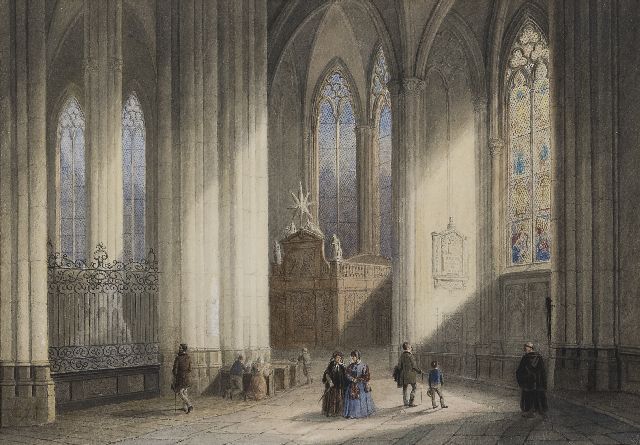 Tetar van Elven J.B.  | Interior of the Cologne Cathedral, watercolour on paper 27.1 x 39.0 cm, signed on the reverse