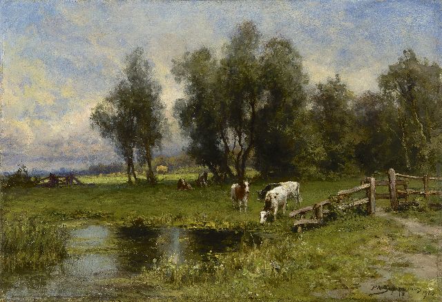 Schipperus P.A.  | A polder landscape with cattle, oil on panel 46.4 x 67.7 cm, signed l.r. and dated 1920