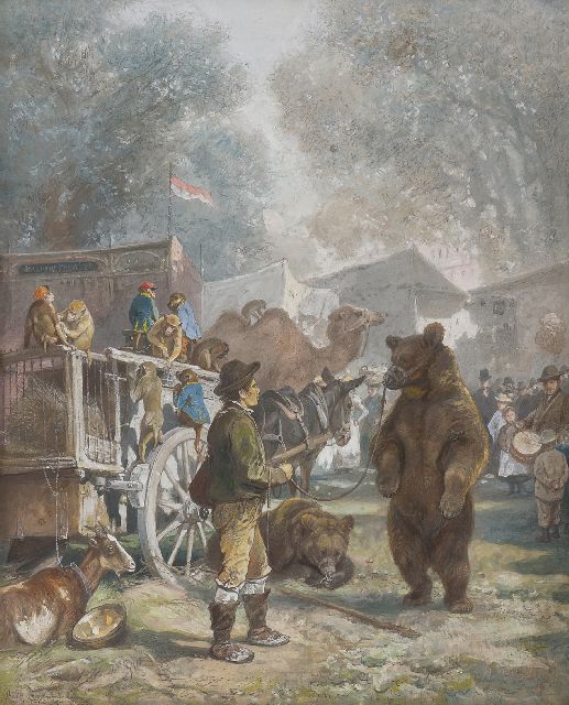 Specht A.  | Circus near the Castle, Stuttgart, chalk and gouache on paper 32.6 x 26.7 cm, signed l.l.