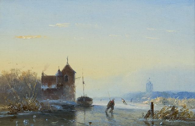 J.G. Hans | A winter landscape with skaters, oil on panel, 10.4 x 14.7 cm, signed l.l. with initials