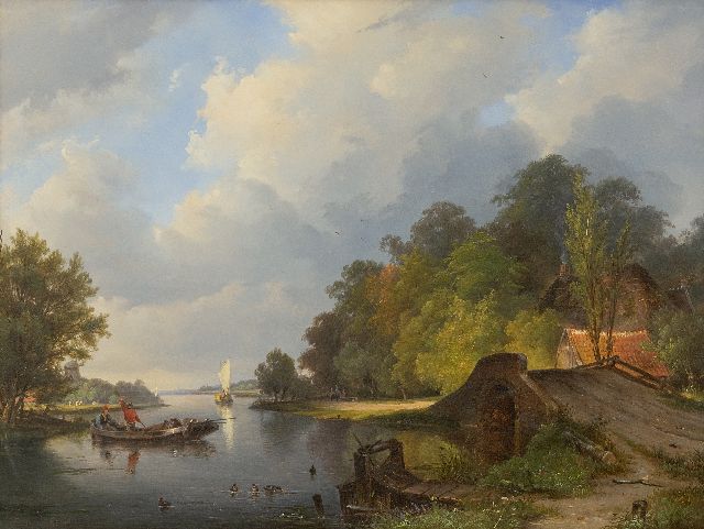 Breuhaus de Groot F.  | A summer day along the river, oil on panel 33.5 x 44.3 cm, signed l.l.