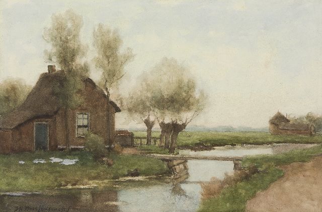 Jan Hendrik Weissenbruch | A farm in a polder landscape, watercolour on paper, 34.8 x 52.6 cm, signed l.l.