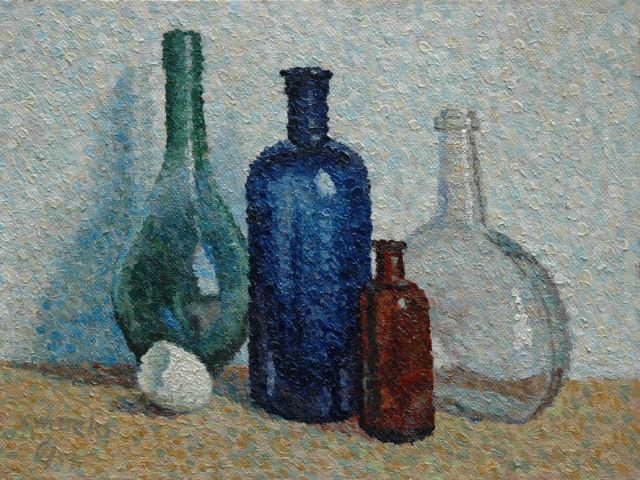 Witters C.W.J.  | Still life with bottles, oil on board 34.5 x 45.8 cm, signed l.l. and painted  '67